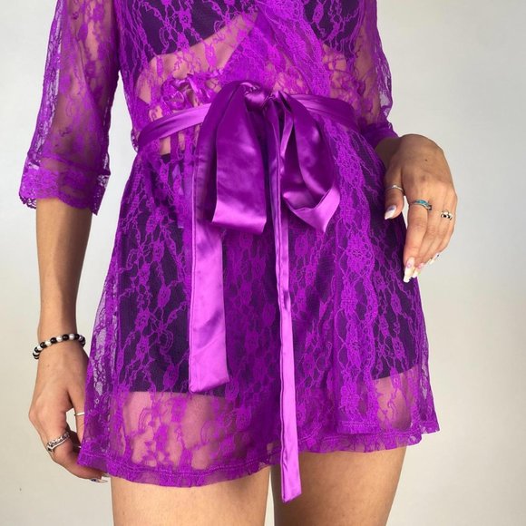 Purple Romeo Lace Robe - Picture 4 of 4